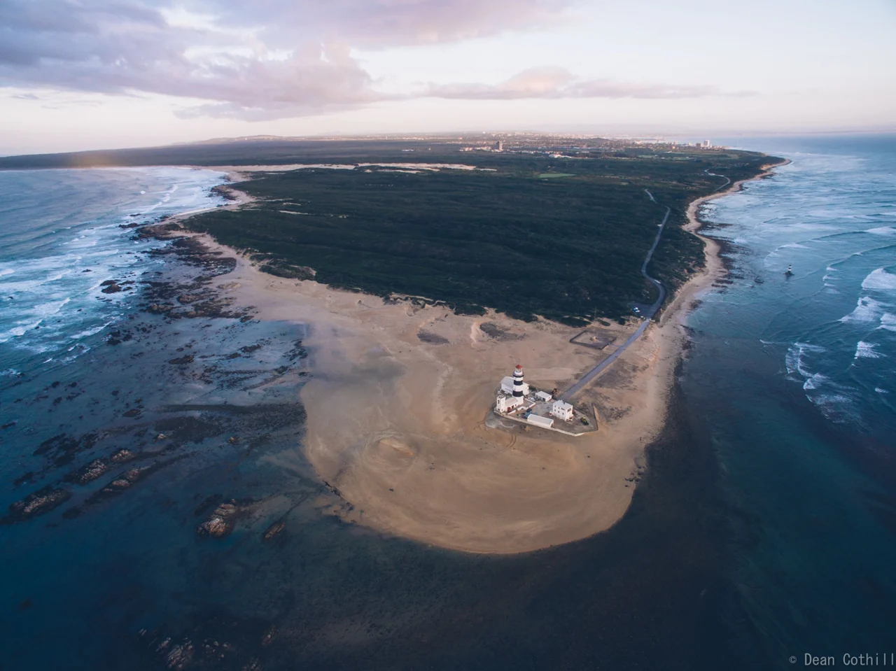 Cape Recife lighthouse and the surrounding rocky coastline