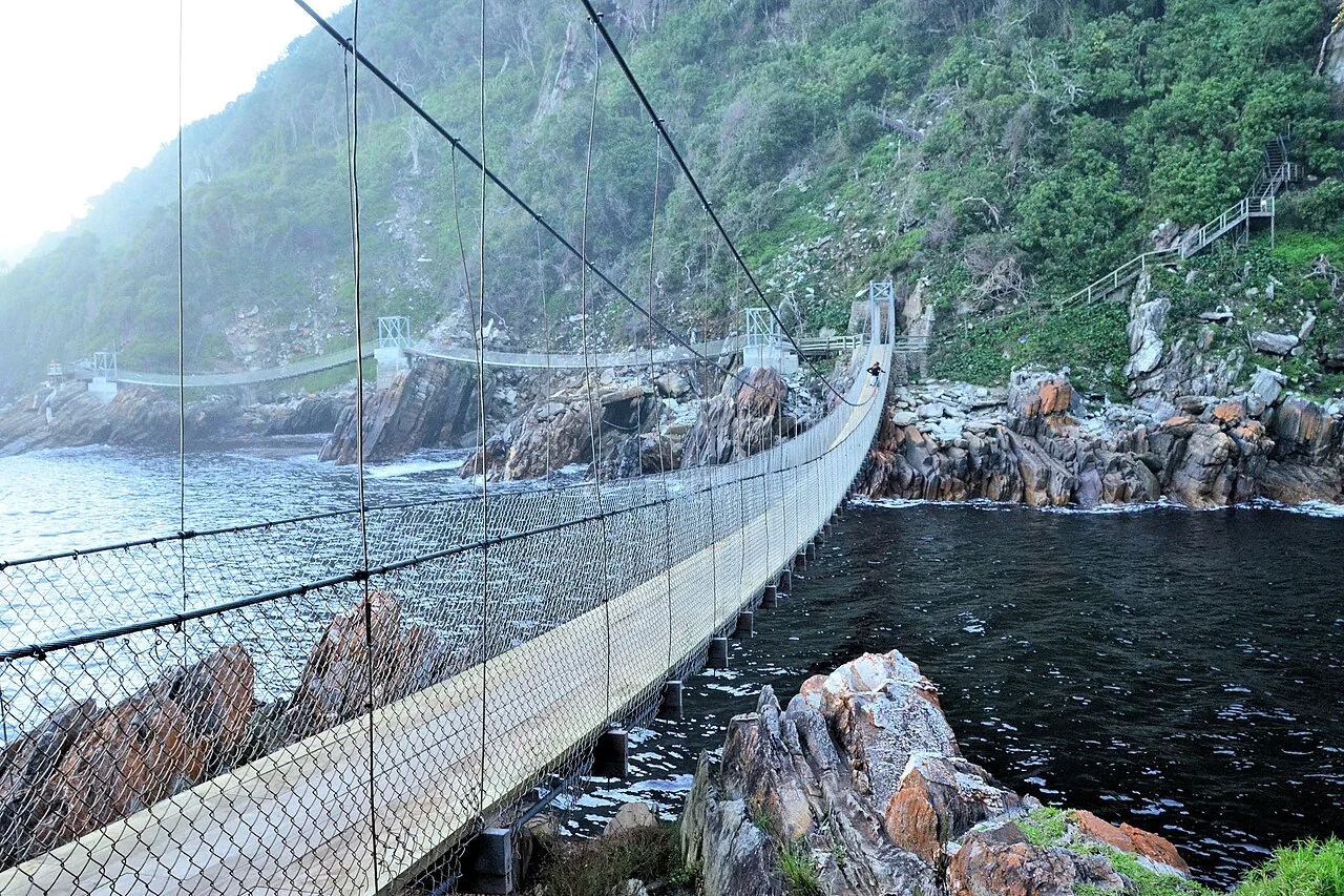 Tsitsikamma / Storms River Mouth — suspension bridges across the river mouth
